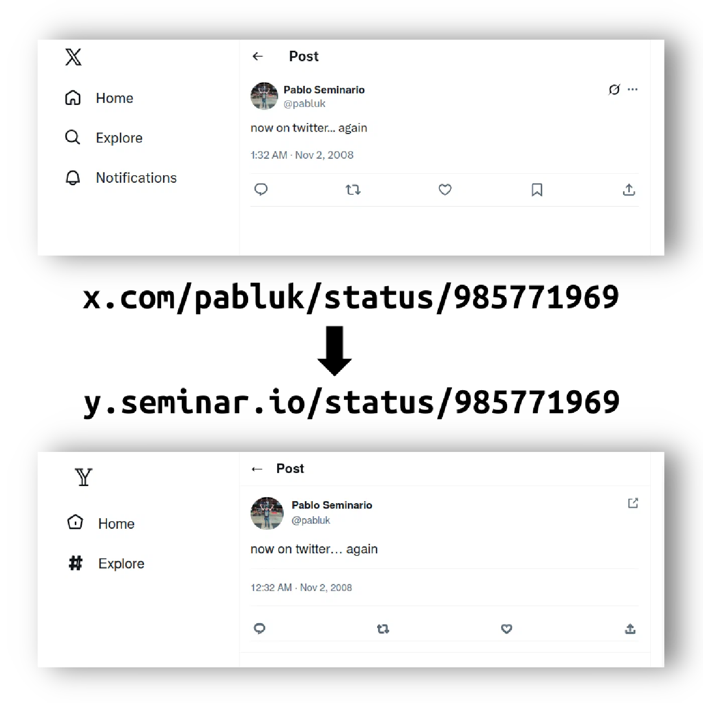 Screenshot of an archived tweet on y.seminar.io